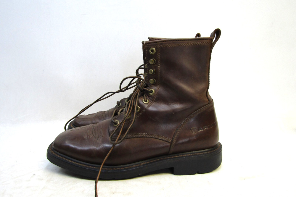 Ariat Mens Size 9.5 EE Black Leather Lace Up Non Slip Work Boots